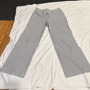Express Black and White Striped Editor Pants